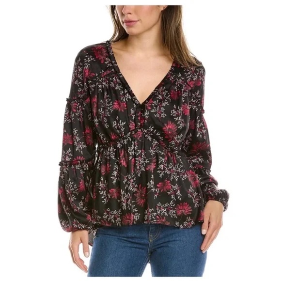 Cinq a Sept Simmons Wildflower Print Ruffle Top - Picture 1 of 7